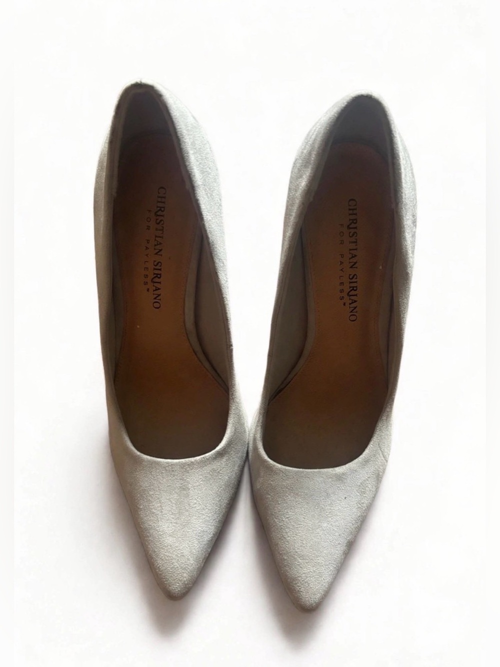 Christian Siriano for Payless Light Gray Faux Suede Pointed Toe Stiletto Pumps 7